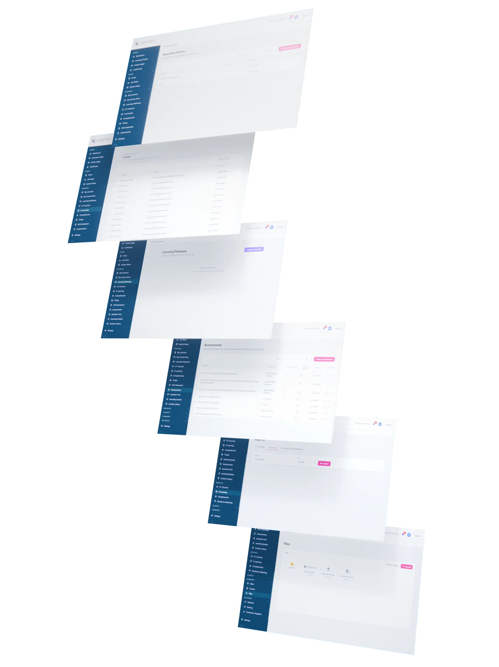 CalmCloud dashboard screens showing connected workforce information